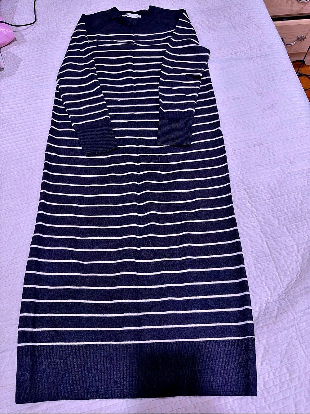 Zara Black & White Striped Knit Dress